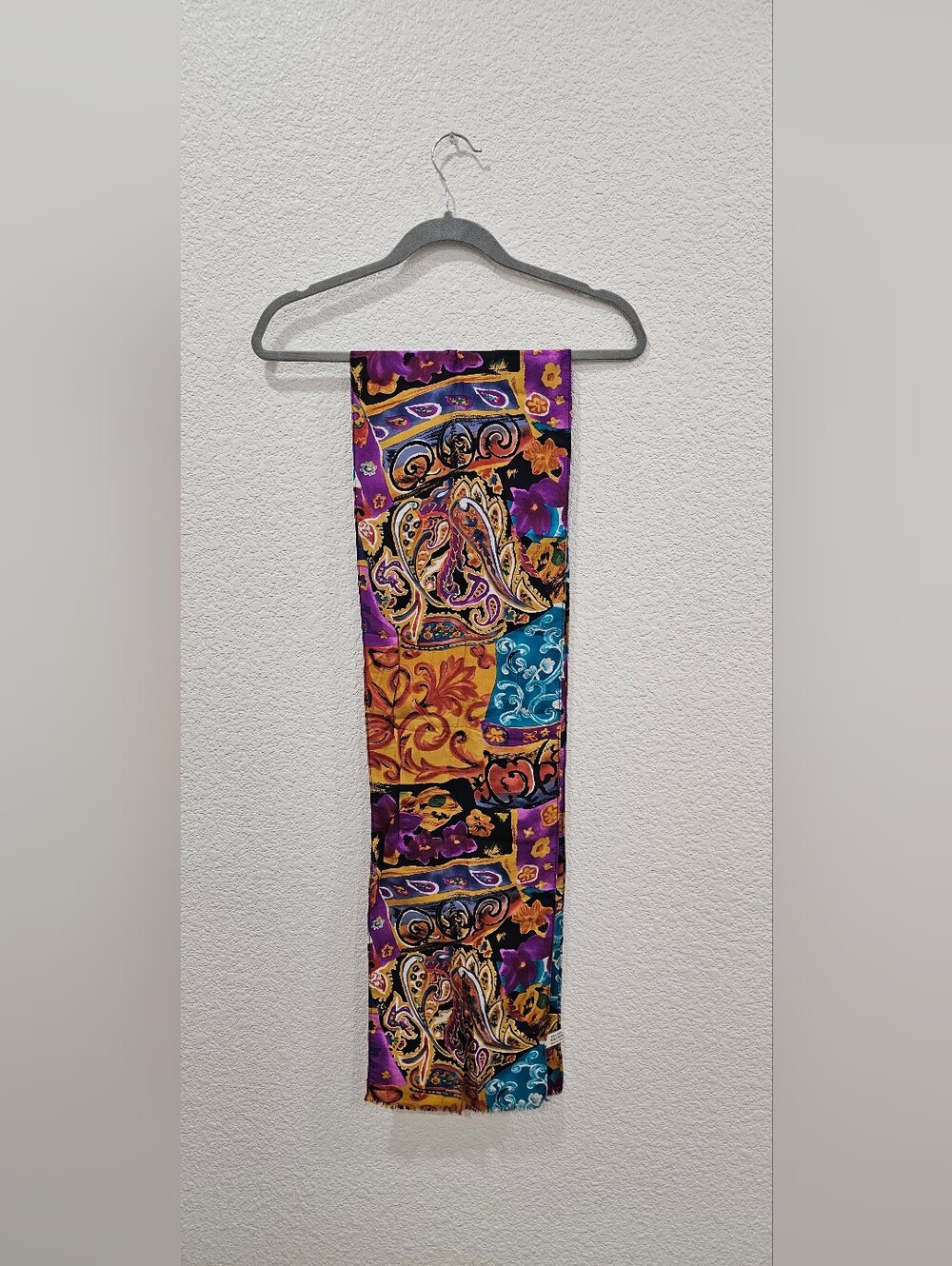 Vibrant Multi-Color Paisley Decorative Scarf - Purple